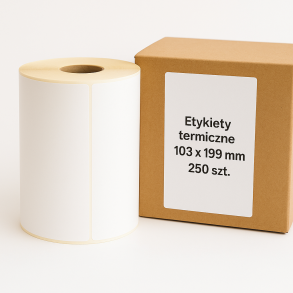 Etykiety termiczne 103x199mm DHL 250szt 25mm białe PERFORACJA