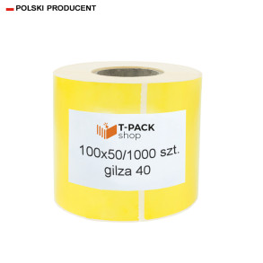 Etykiety termiczne 100x50mm 1000szt 40mm żółte