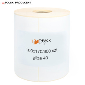 Etykiety termiczne 100x170mm 300szt 40mm białe PERFORACJA