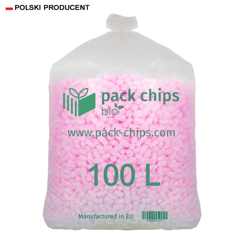 Wypełniacz ekologiczny Chrupack Pack Chips Bio 100 litrów różowy