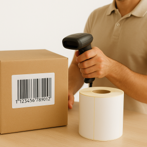 Etykiety termotransferowe 100x150mm 500szt 40mm białe PERFORACJA