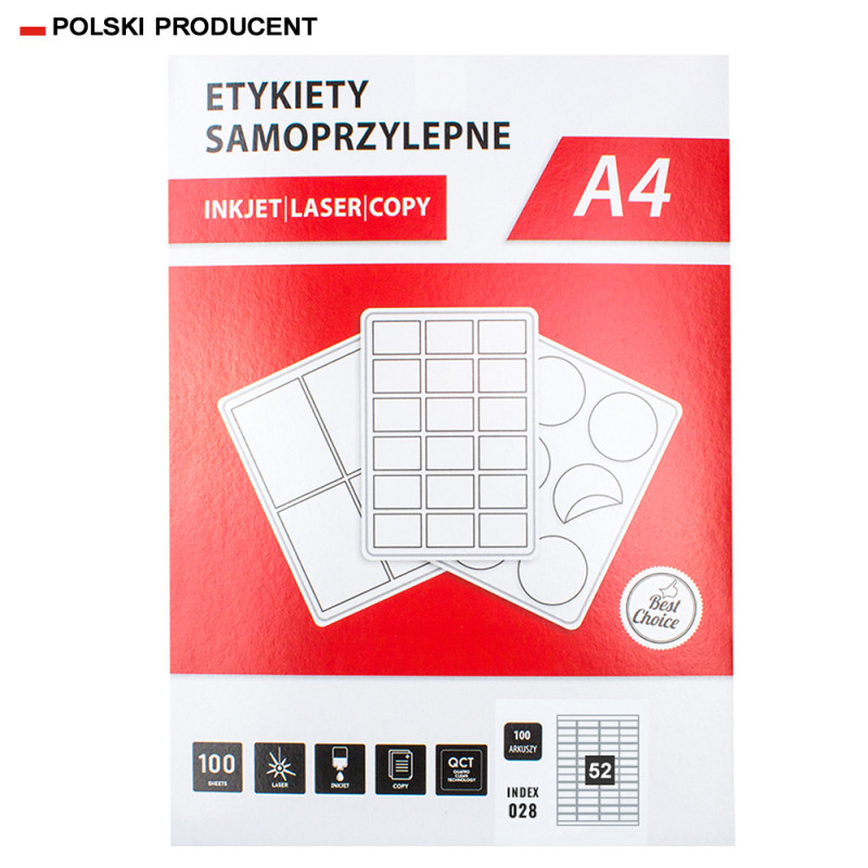 Etykiety A4 52,5x21,2mm 5200szt