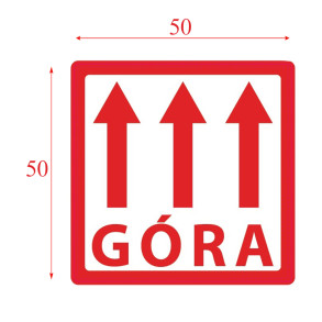 "Góra" Etykieta ostrzegawcza 50x50mm 1000szt 40mm