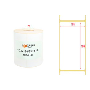 Etykiety termiczne 103x199mm 250szt 25mm białe