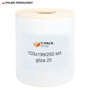 Etykiety termiczne 103x199mm 250szt 25mm białe