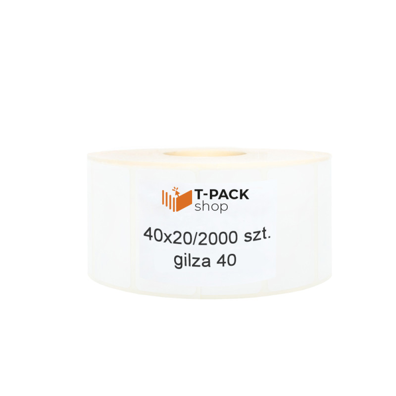 Etykiety termotransferowe 40x20mm 2000szt 40mm białe
