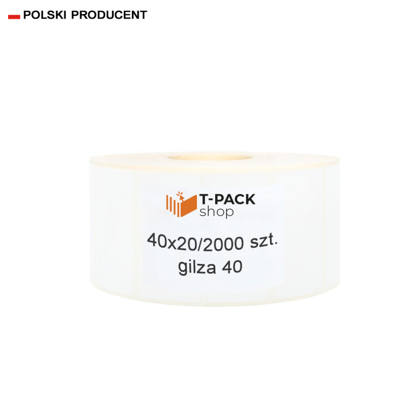 Etykiety termotransferowe 40x20mm 2000szt 40mm białe