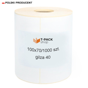 Etykiety termotransferowe 100x70mm 1000szt 40mm białe