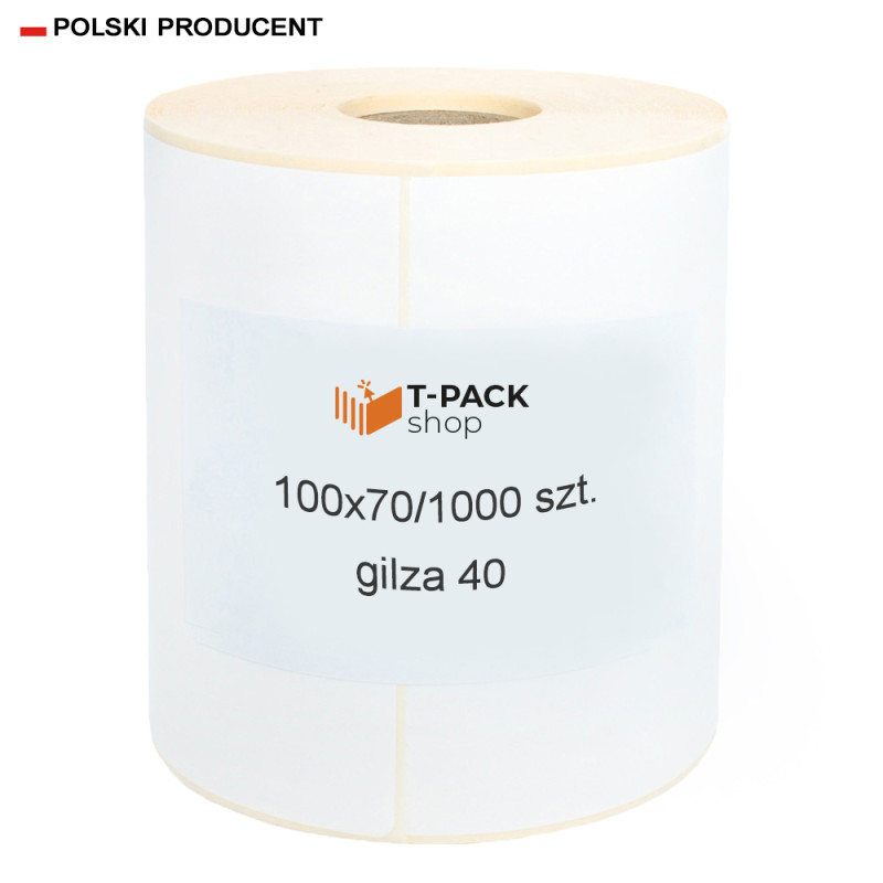 Etykiety termotransferowe 100x70mm 1000szt 40mm białe