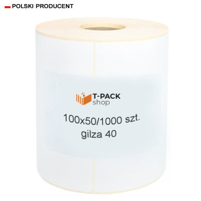 Etykiety termotransferowe 100x50mm 1000szt 40mm białe