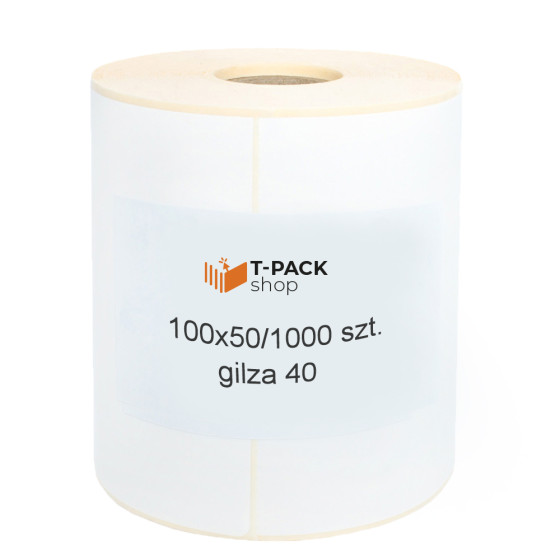 Etykiety termotransferowe 100x50mm 1000szt 40mm białe Etykiety termotransferowe 100x50mm 1000szt 40mm białe