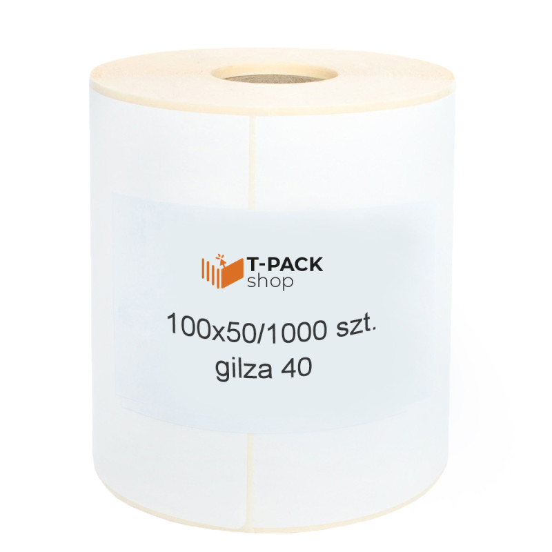 Etykiety termotransferowe 100x50mm 1000szt 40mm białe