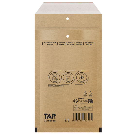 Koperty bąbelkowe Powietrzna koperta ochronna 2/B EKO TAP 140x225mm brąz 200szt Koperty bąbelkowe Powietrzna koperta ochronna 2/B EKO TAP 140x225mm brąz 200szt