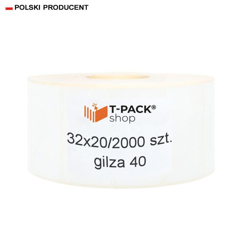 Etykiety termiczne 32x20mm 2000szt 40mm białe