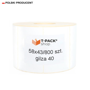 Etykiety termiczne 58x43mm 800szt 40mm białe