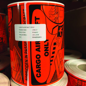 Etykiety PP „Cargo Aircraft Only” 125×110 mm – 500 szt., pomarańczowe