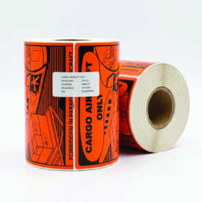 Etykiety PP „Cargo Aircraft Only” 125×110 mm – 500 szt., pomarańczowe