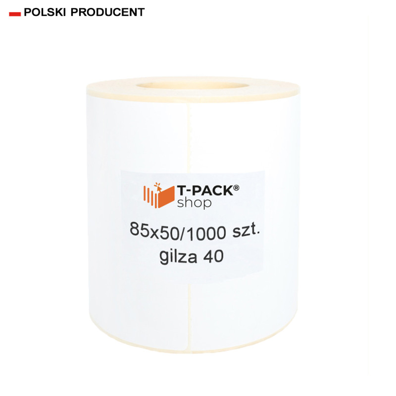 Etykiety termiczne 85x50mm 1000szt 40mm białe