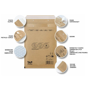 Koperty bąbelkowe Powietrzna koperta ochronna CD EKO TAP 200x175mm czarne 100szt