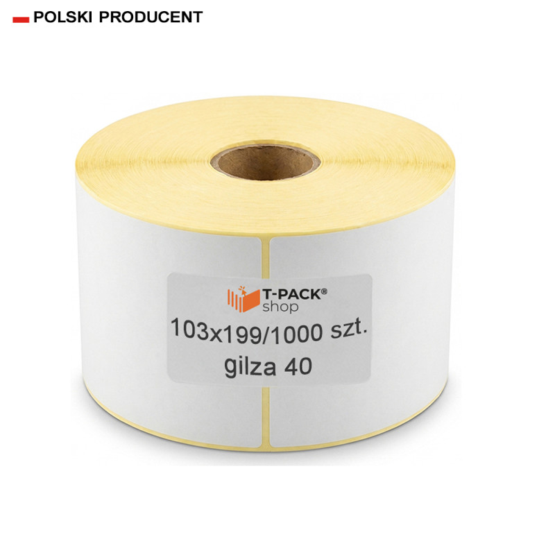 1000 szt. Etykiety termiczne 103x199mm Białe Perforacja