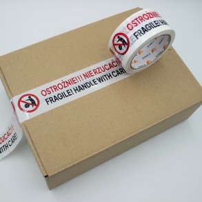 Taśma pakowa FRAGILE OSTROŻNIE NIE RZUCAĆ 48x60mb