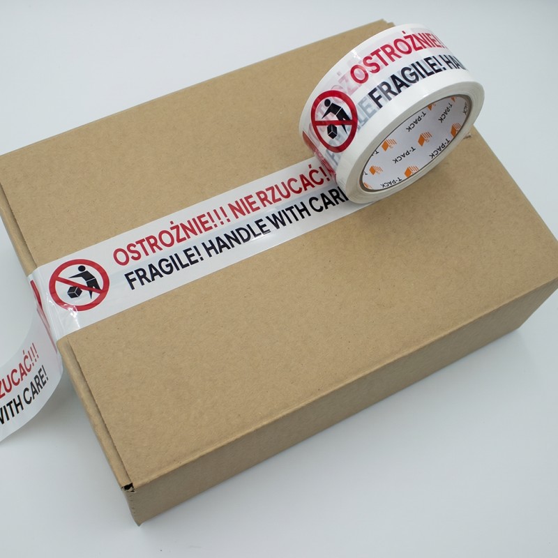 Taśma pakowa FRAGILE OSTROŻNIE NIE RZUCAĆ 48x60mb