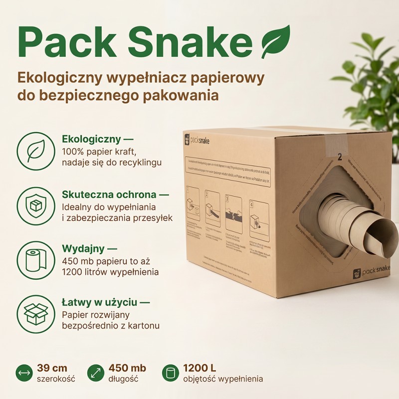 Papier kraftowy do pakowania Packsnake 39cm x 450mb 1200l