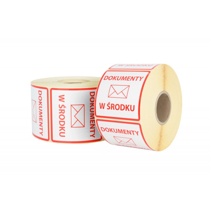 "Dokumenty w środku" Etykieta ostrzegawcza 70x70mm 1000szt 40mm