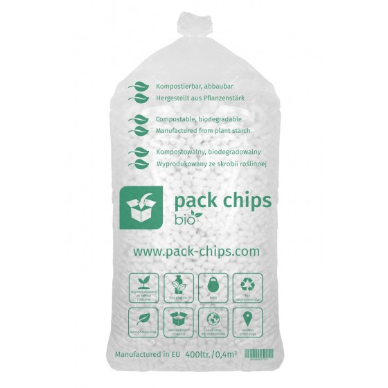 Wypełniacz eko skrobiowy Pack Chips Bio 400l biały Wypełniacz eko skrobiowy Pack Chips Bio 400l biały