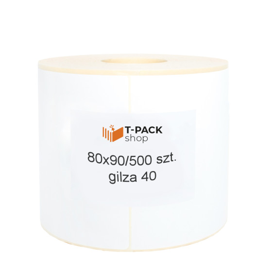 Etykiety termiczne 80x90mm 500szt 40mm białe